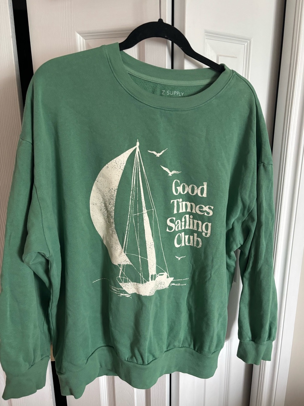 Z Supply Mint Green Crewneck Sweatshirt with White Logo